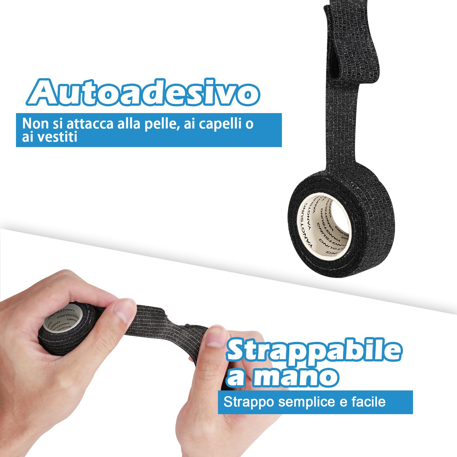 9 Rotoli Benda Elastica Coesiva, 2.5cm x 4.5m Benda Adesiva per Mani, Piedi, Ginocchia, Pet Vet Wrap Benda Elastica Autoadesiva per Animali Domestici, Nastro Bendaggio Sportivo Non Tessuto