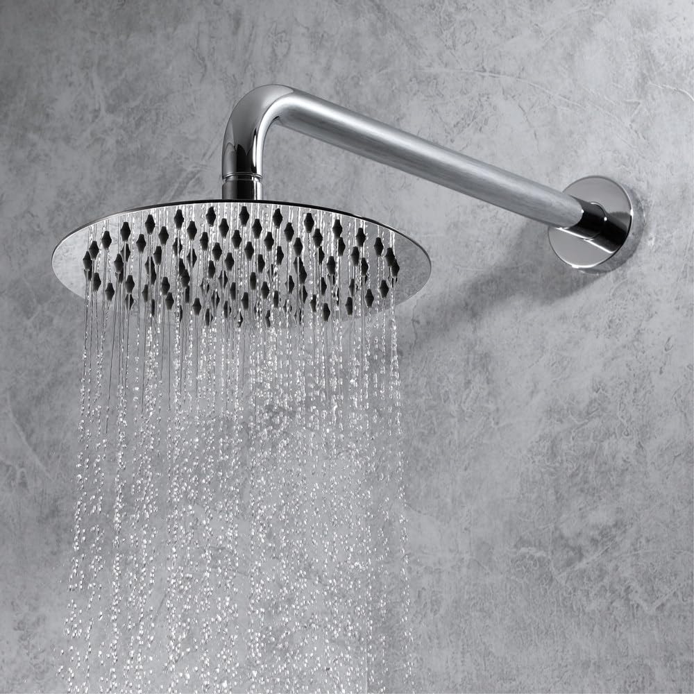 Billg Cabezal de Ducha Antical de Acero Inoxidable, Cabezal De Ducha Tipo Lluvia con Brazo de Extensión en Pared, Rociador Ducha con Efecto Antical Lluvia, G1/2 Universal, Cromado Cuadrado