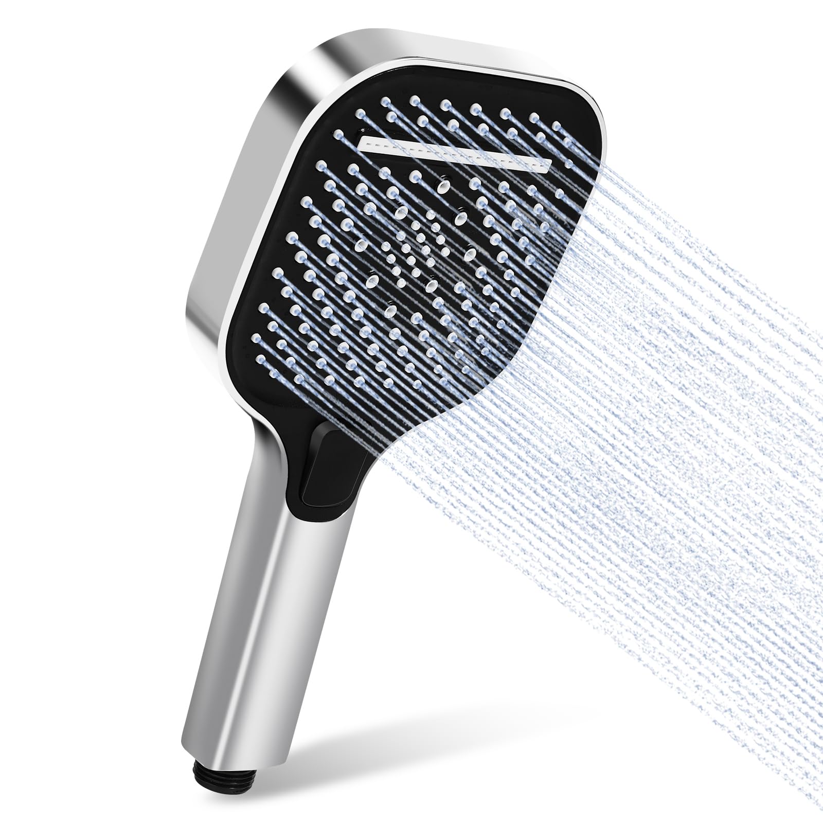 Soffione Doccia a Risparmio Idrico con 3 Tipi di Getto (Pioggia/Massaggio/Misto) Doccetta ad Alta Pressione, Pannello Grande (130 mm) Cromato, Anticalcare, Ideale per Bassa Pressione dell'Acqua