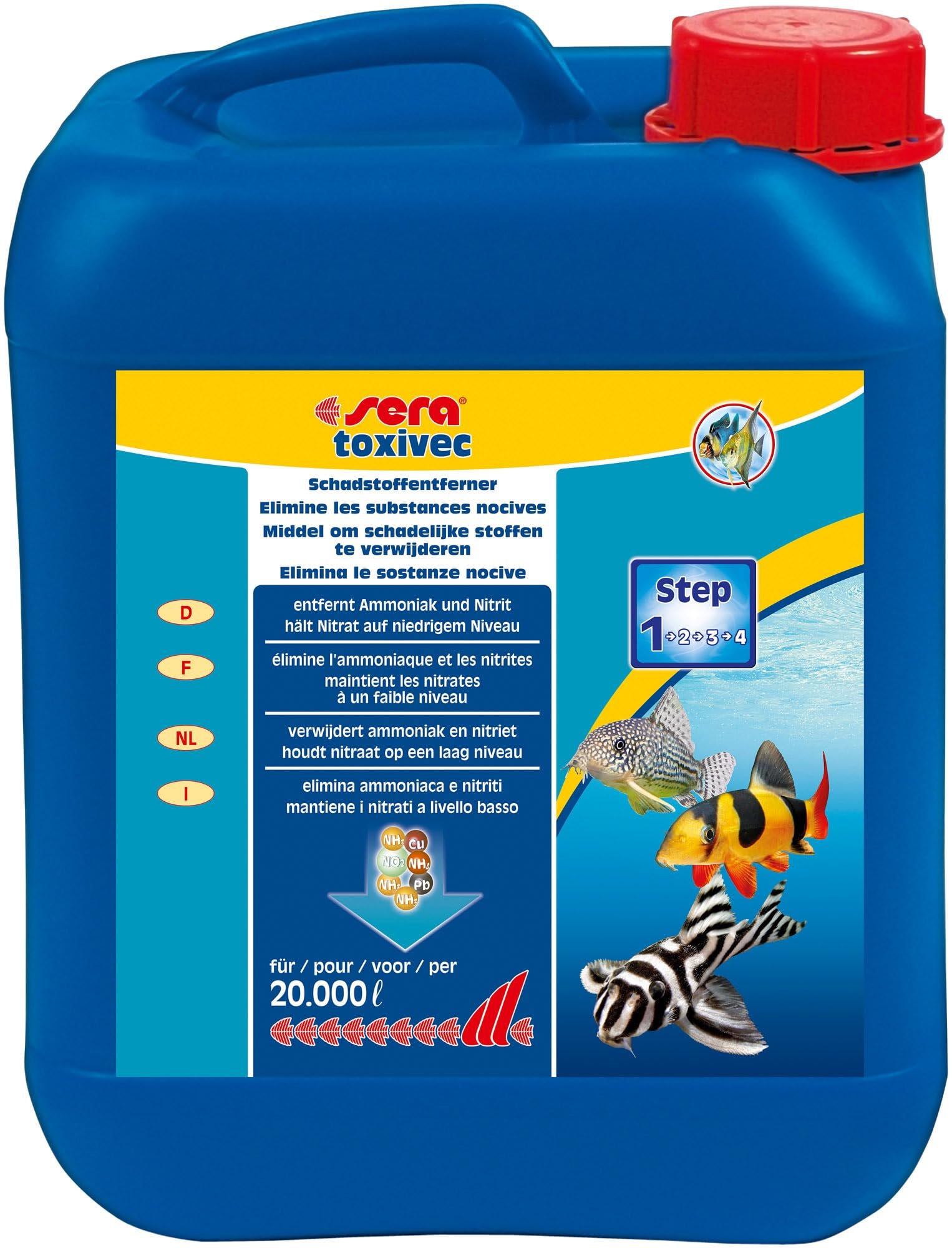 sera toxivec 5 L | pronto soccorso contro le sostanze nocive in acquario 5.000 ml | elimina ammoniaca, cloro & metalli pesanti