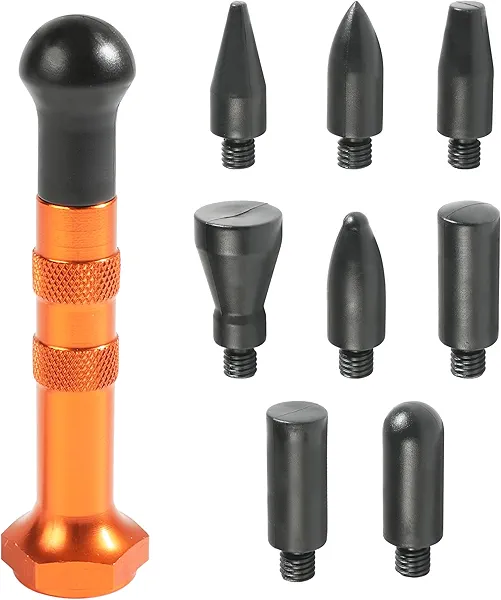 SCUARI Automotive Body Dent Removal Tool,Hail Dent Removal Kit,Car Accessories,Paintless Dent Repair Tools,Automotive Metal Tap Down Pen with 9 Heads Tips,Suitable for Most Car Dent Repairs