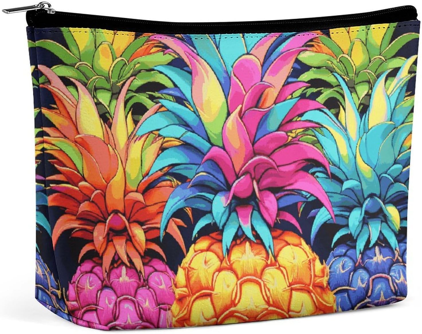 PU Leather Colorful Pineapple Makeup Bag with Metal Zipper