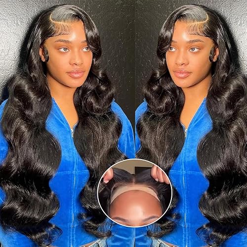 Wear and Go - Pelucas sin pegamento de 26 pulgadas, pelucas de cabello humano ondulado con encaje frontal, nudos blanqueados precortados 13x4,