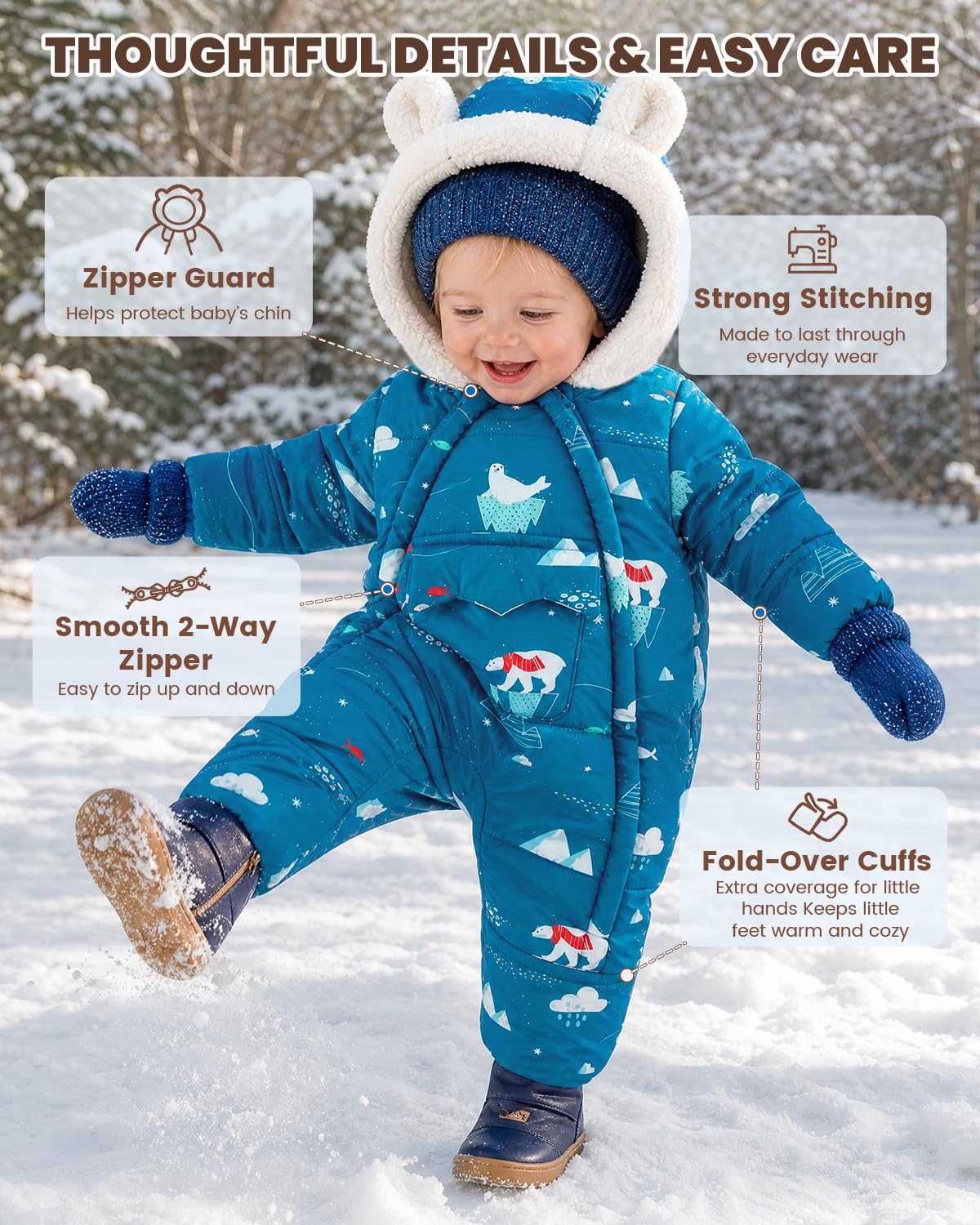 WYTbaby Baby Schneeanzug Wasserabweisender Winter Overall