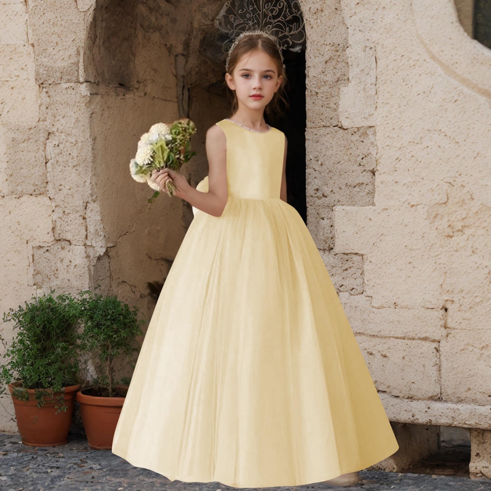 XINYUNZU Prinzessin Kleid Mädchen Tüllkleid Lang Abendkleider Festliche Kinderkleider Ärmellos Blumenmädchenkleider Hochzeit Elegant Dress Girl Sommerkleid Kleider für Kinder und Teenager 1-15 Jahre