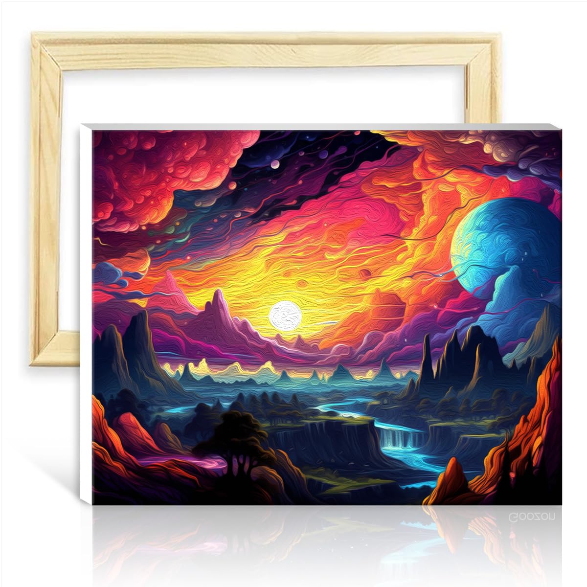 TANGFEIY Oil Painting Kit Paint by Number Paintting Landscape DIY Oil Painting with 3 Brushes & Acrylic Paints for Parent-Child Time No Frame(30x40cm) — image 1