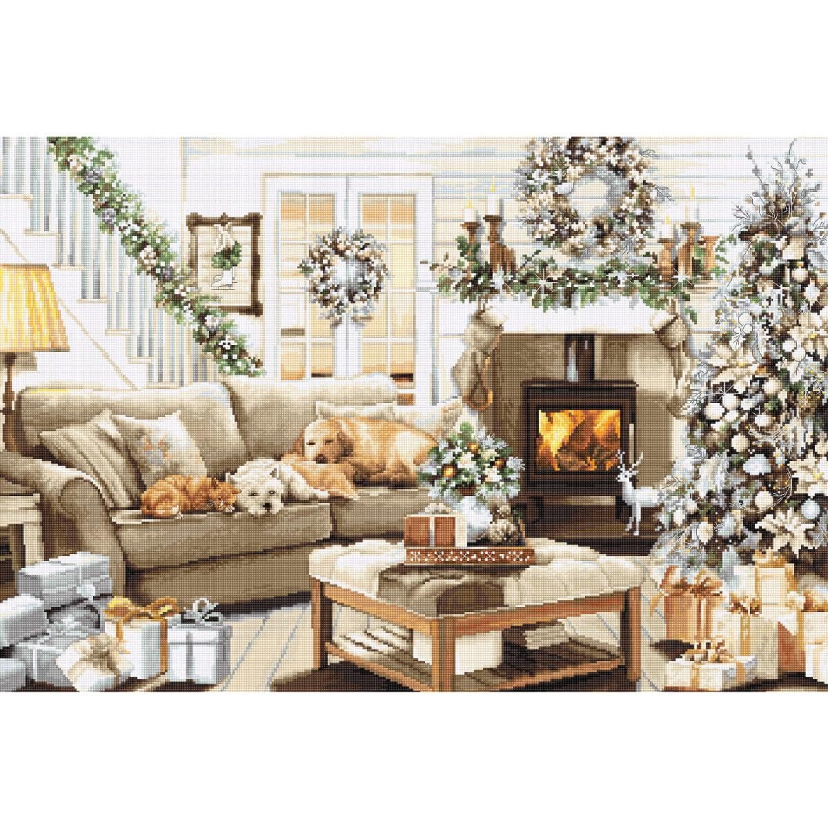 Luca-S counted cross stitch kit ""Dreaming of a white Christmas"", 50x34cm, DIY