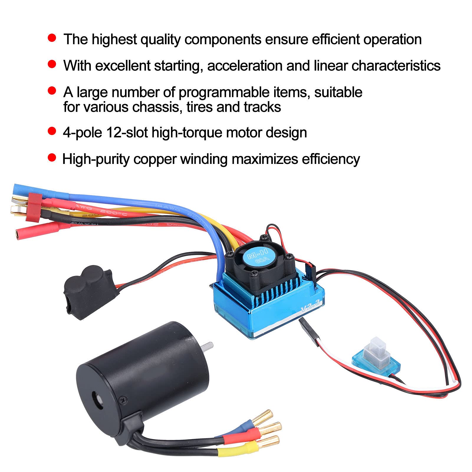 Zestaw Silnika 3650 3900KV do Samochodu RC 1/10