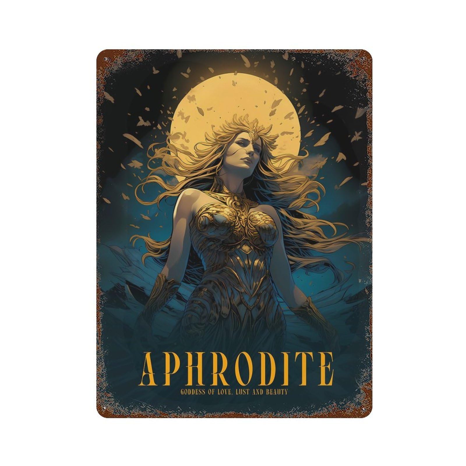Retro Metal Sign Aphrodite 15.7"x11.8", Decorative Metal Wall Art for Pub, Kitchen And Man Cave Decor