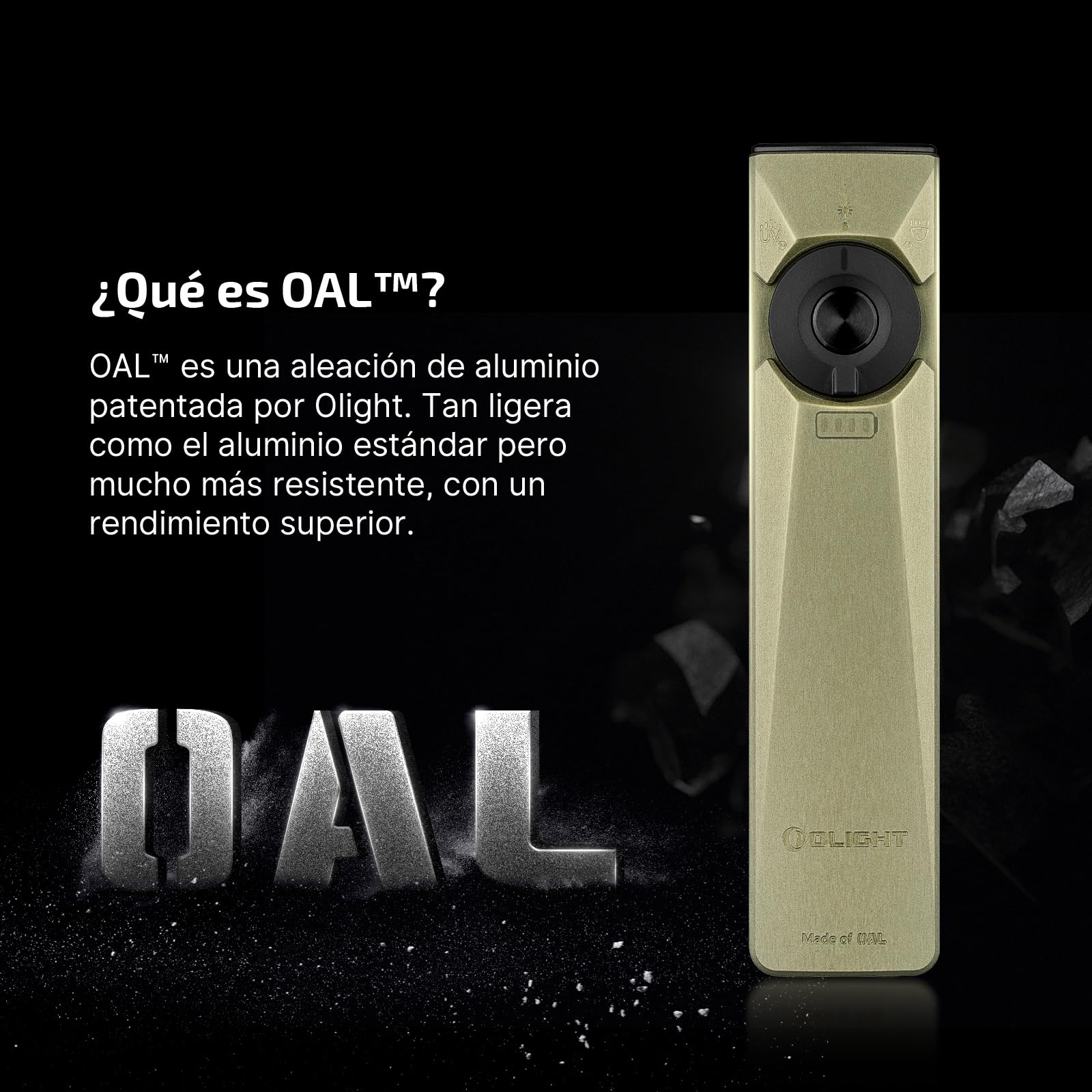OLIGHT Arkfeld Ultra Linterna Recargable de 1400 LM con Led UV, Luz Verde y Luz Blanca, Linterna Plana para Trabajar, Controlar y Para Uso En Exteriores (Verde Oliva)