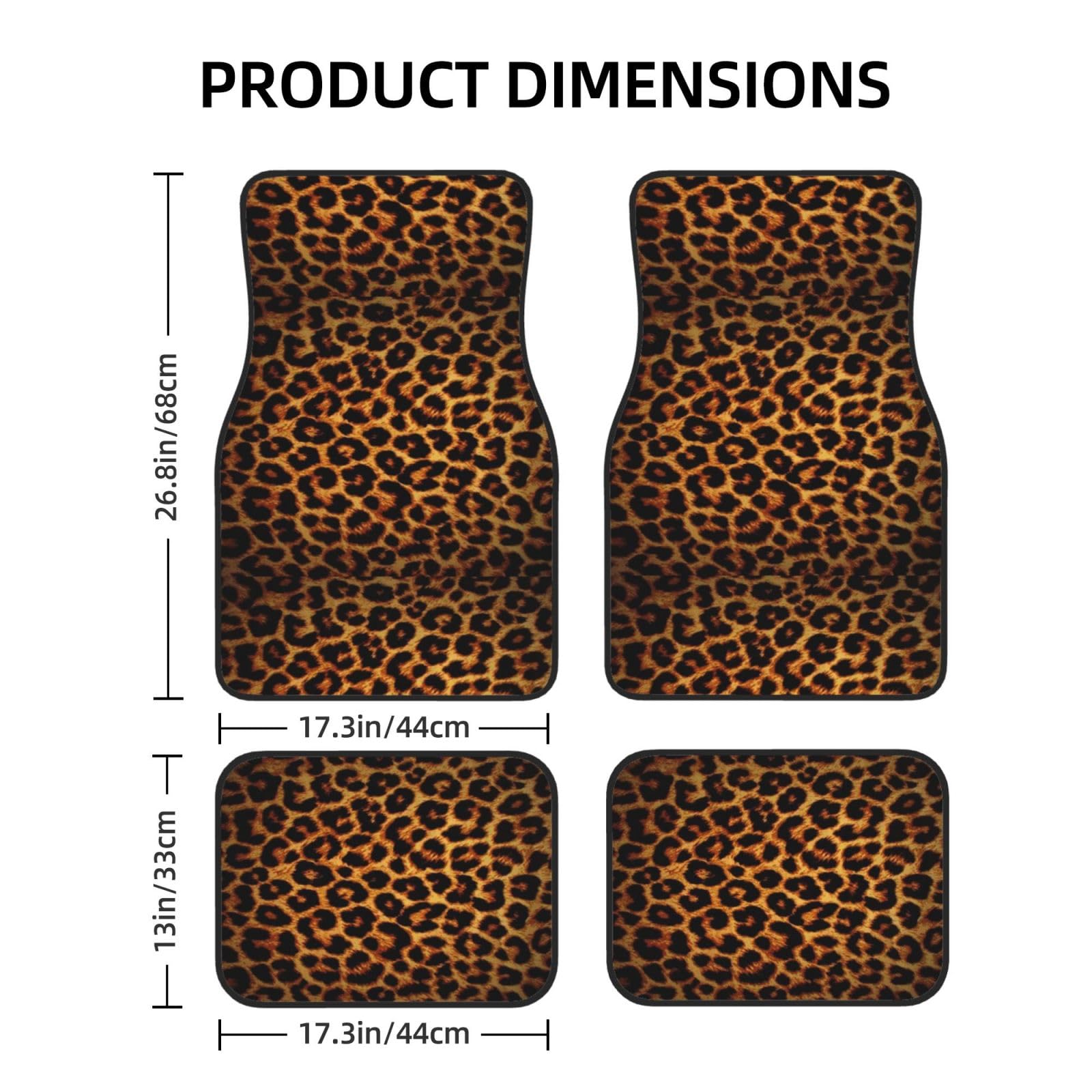 Dunkler Leopardenprint, 4er-Set Auto-Fußmatten, Neopren-Fußmatten für Fahrzeuge, rutschfeste Auto-Fußmatten, Autozubehör