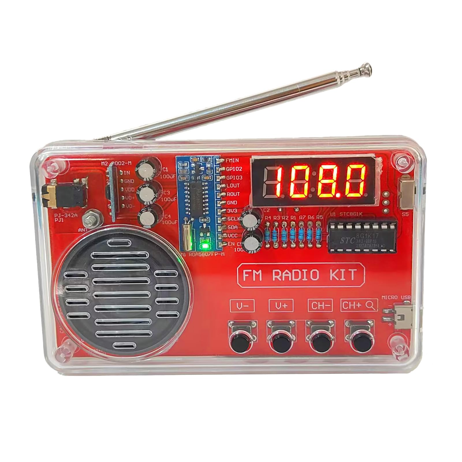 Gikfun Portable FM Radio DIY Kit, Soldering Practice Projects FM 87-108MHz with LED Display Headphone Jack Automatic Station Search Suitable for