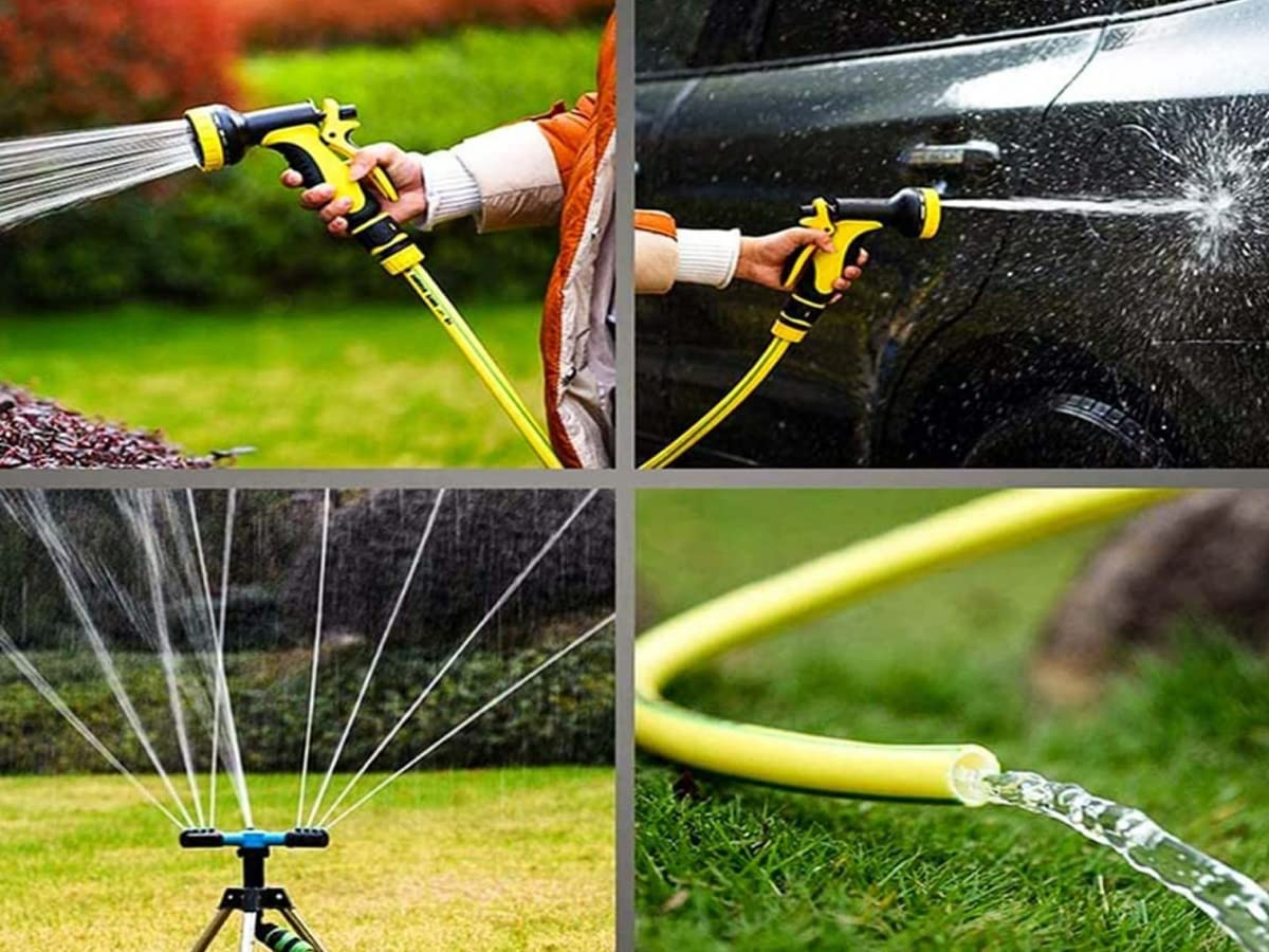 Tubo Irrigazione Retinato 3/4'' 19mm, Tubo Acqua Giardino, 3 Strati Colore Nero Verde (30M)