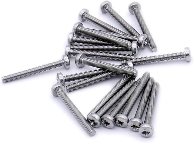 M4 (4mm x 40mm) Pozi Pan Machine Screw (Bolt) - Stainless Steel (A2) (Pack of 20)