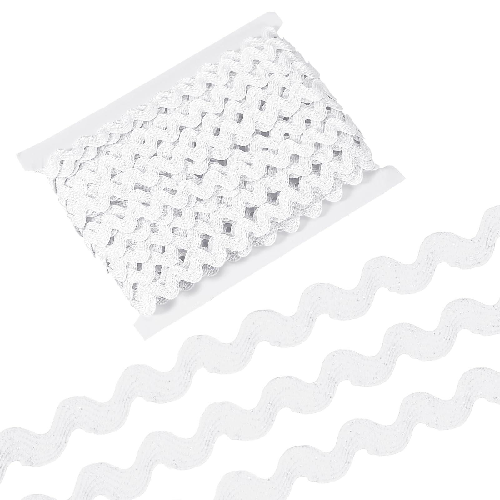 sourcing map 13 Yard Rick Rack Trim Ribbon, 5mm Wave Sewing Bending Fringe Trim Wave Ribbon Trim for Sewing DIY Clothes Wrapping Wedding Party Decoration, White