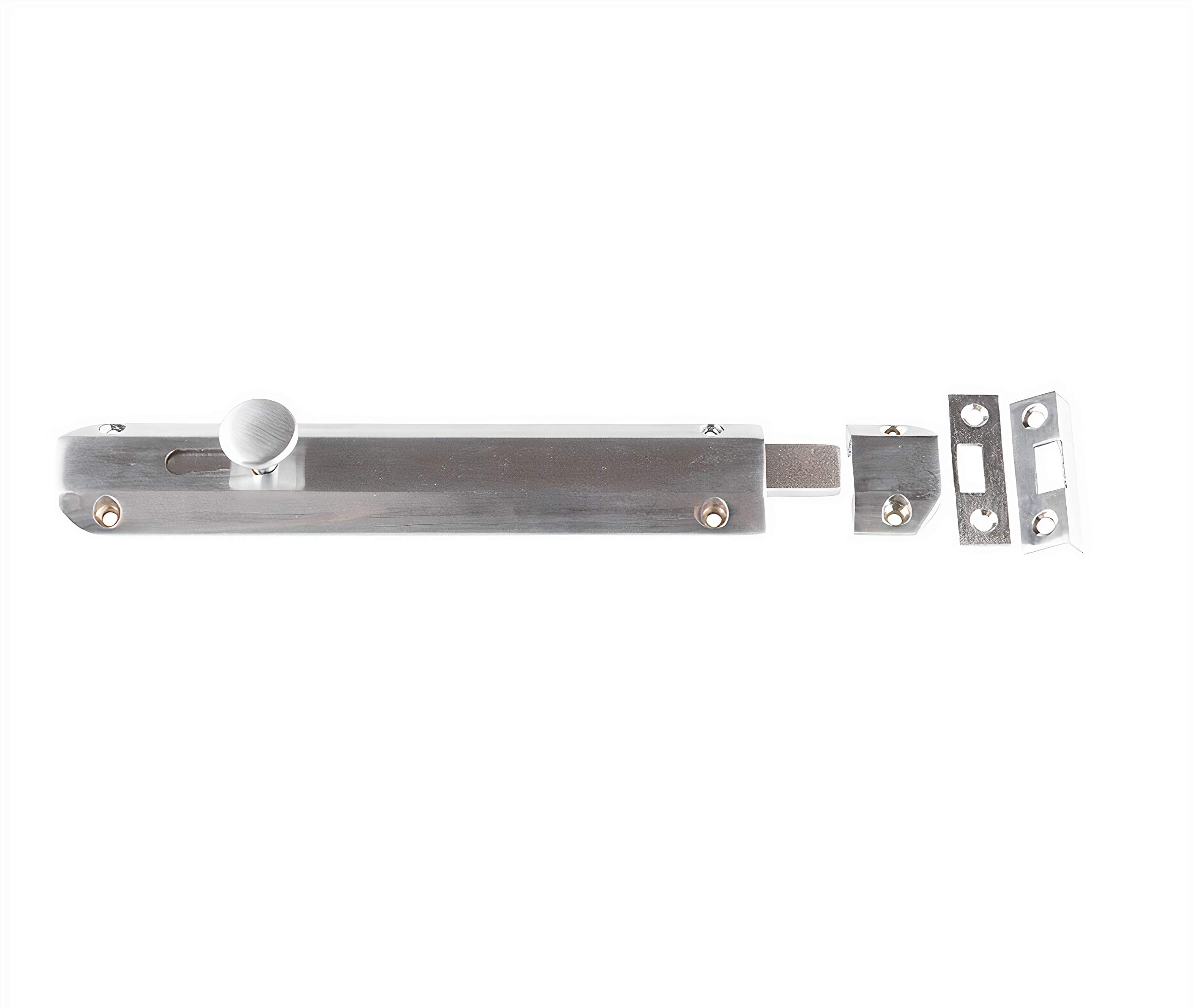 Jedo 200mm (8") Heavy Duty Sliding Surface Door Lock Bolt for Internal Latch Doors and External Doors and Windows (Satin Nickel)