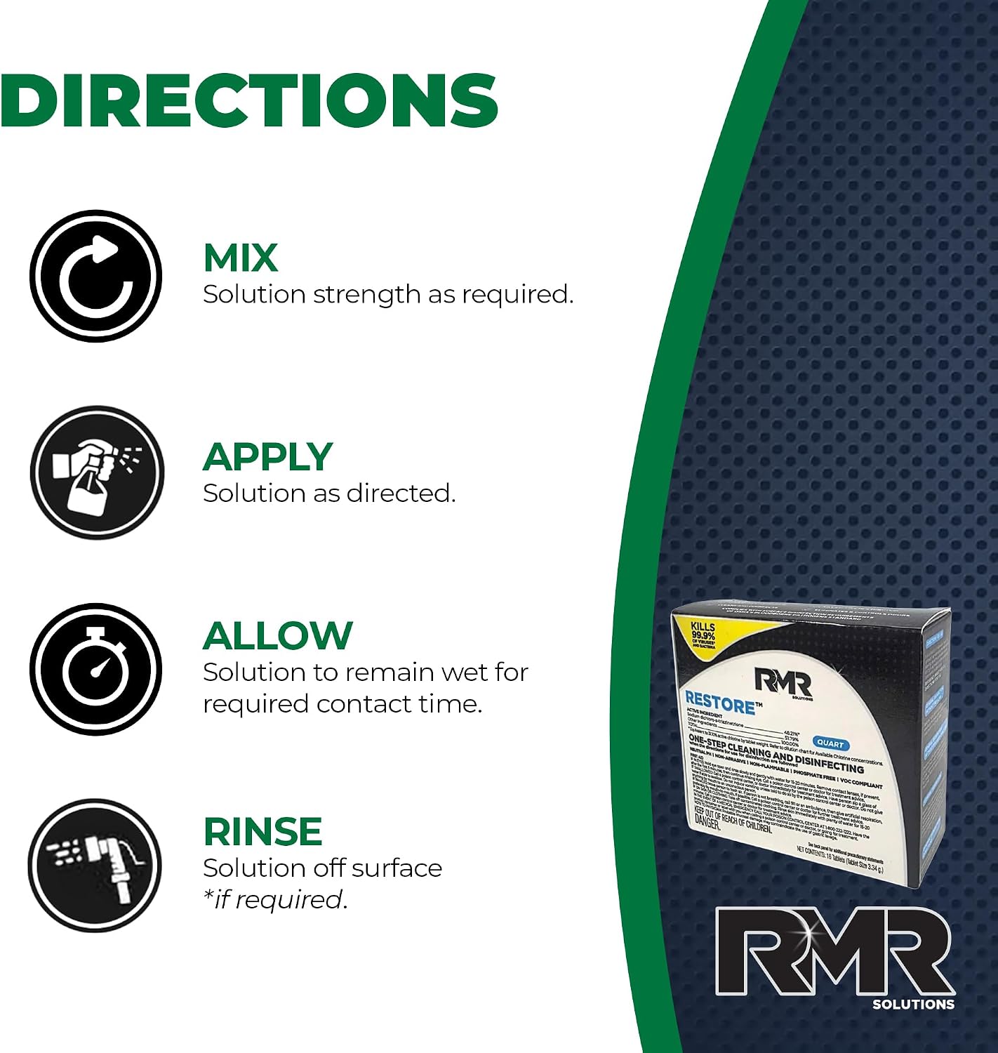 RMR Solutions RESTORE Disinfectant & Cleaner Concentrate, EPA Registered Mold Remover & Antibacterial Cleaning Solution for Kitchen, Bathroom, Floor, Home, Pet Areas, Counter, 3.34g, Makes 16 Quarts image 5