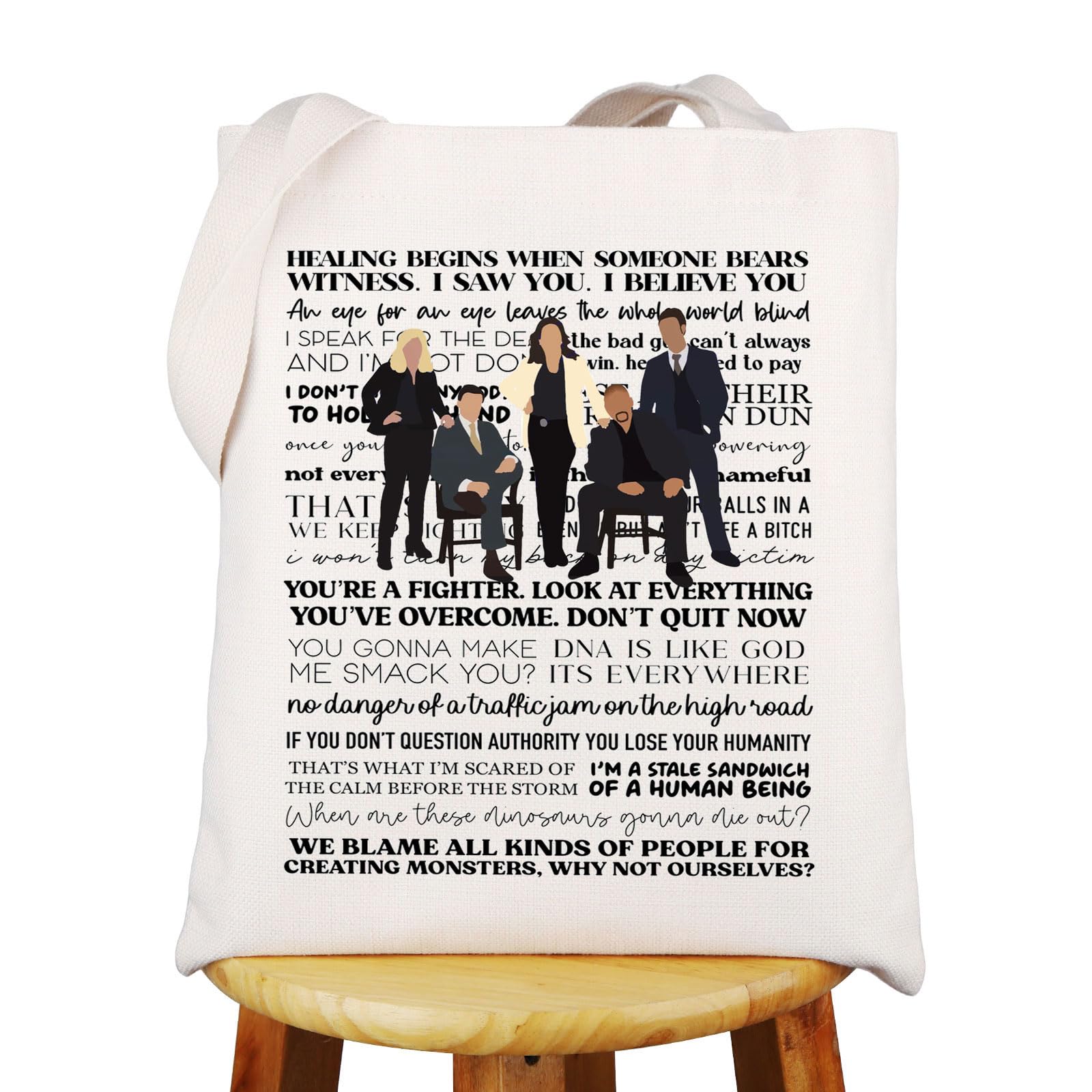WZMPA Aaron Hotchner Canvas Tote Bag Spencer & Emily & Derek & Jennifer Fans Gift Crime TV Show Character Shoulder Bag