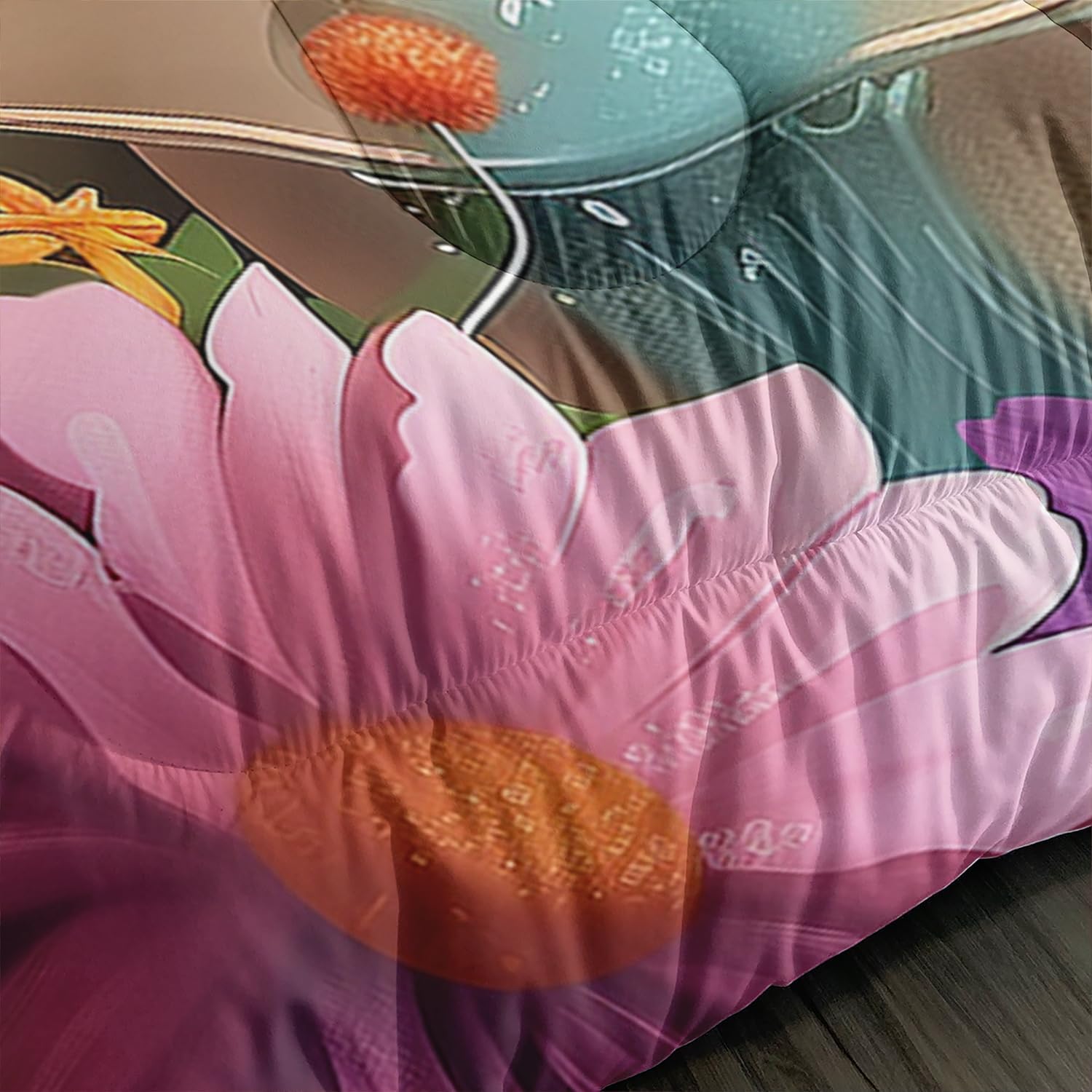 Kawaii Wildlife Farmhouse Cow Comforter 3Pcs Twin Western Funny Animal Highland Cow Bedding Set for Kid Teen Girl Boy Butterfly Flower Cattle Quilt Bed Decor with 1 Comforter and 2 Pillowcases