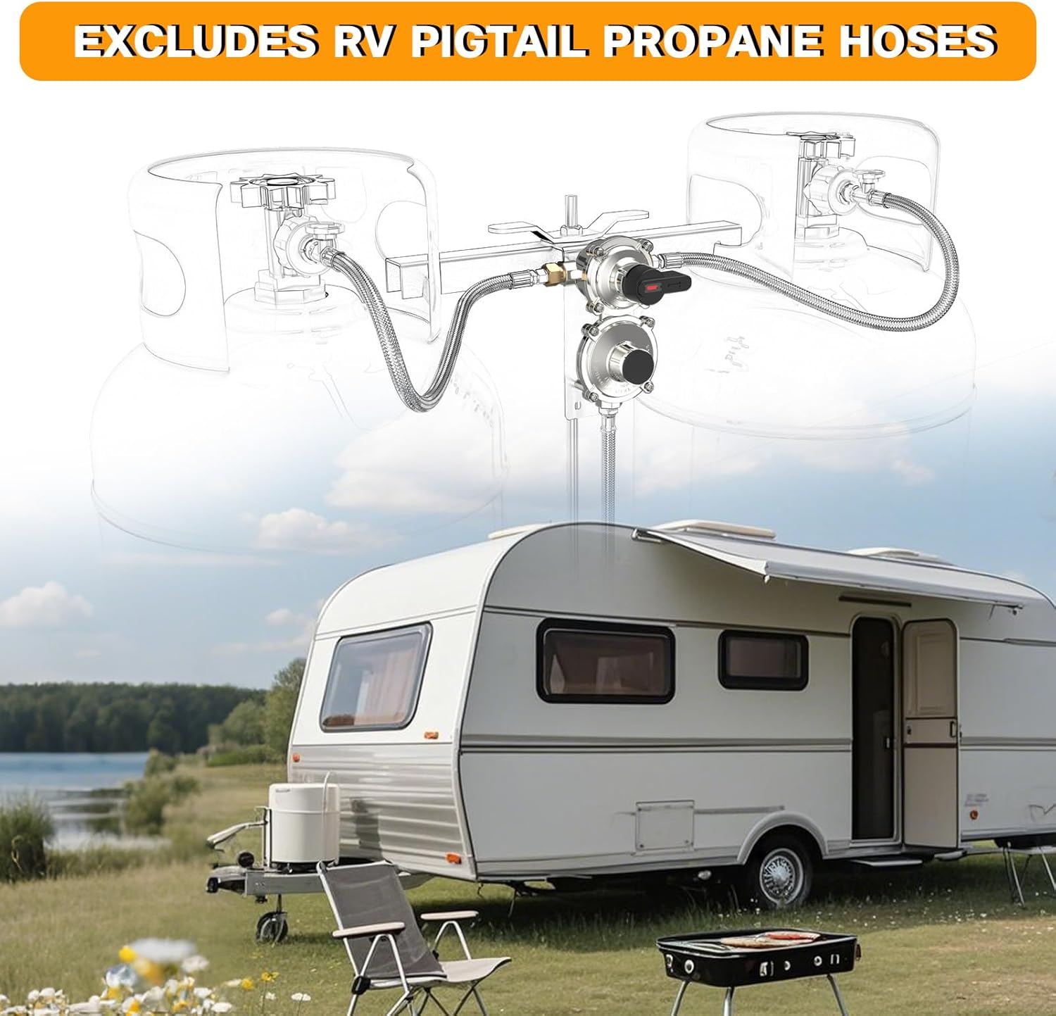 RV Propane 2-Stage Auto Changeover LP Propane Gas Regulator with Valve Support Features Auto Switch Over from Empty to Full Propane Tank Dual Propane Tank Regulator for RV Vans Trailers Camper