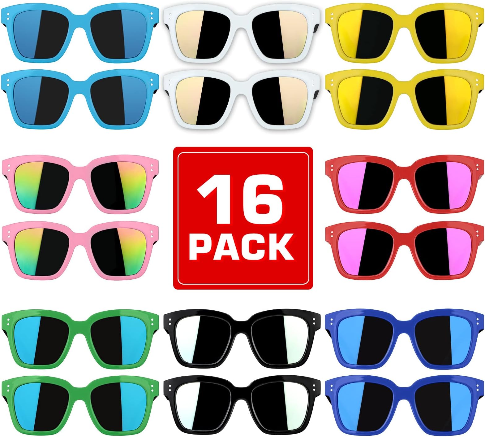 TepsmigoKids Sunglasses Bulk, 24 Pack Toddler Sunglasses - Neon Party Sunglasses for Kids, Bulk Pool Party Favors