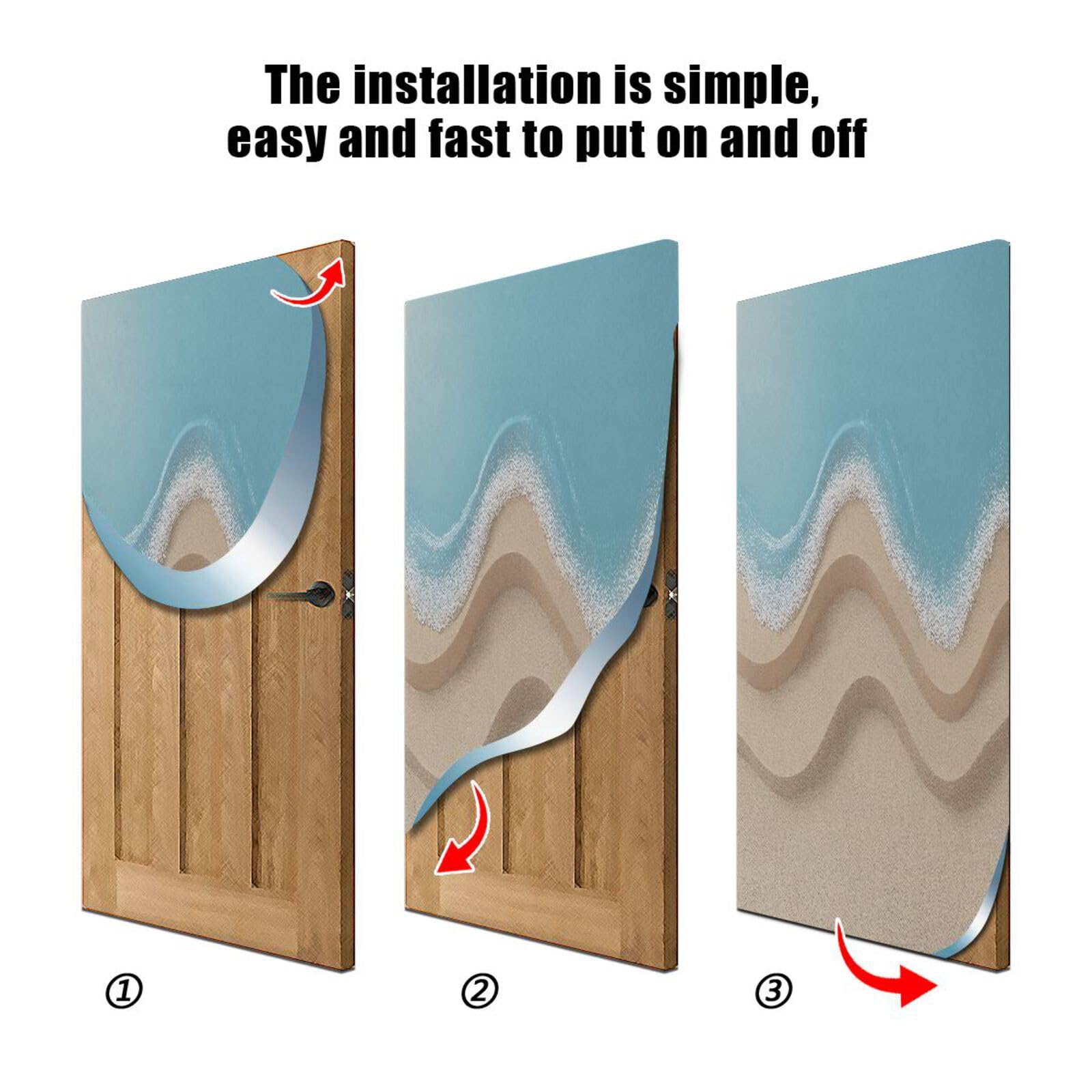 FLildon Clean Beach Wave Door Cover Decoration, Party Accessory Porch Decor for Festive Ornament Room Door Covers 35 x 79 Inch