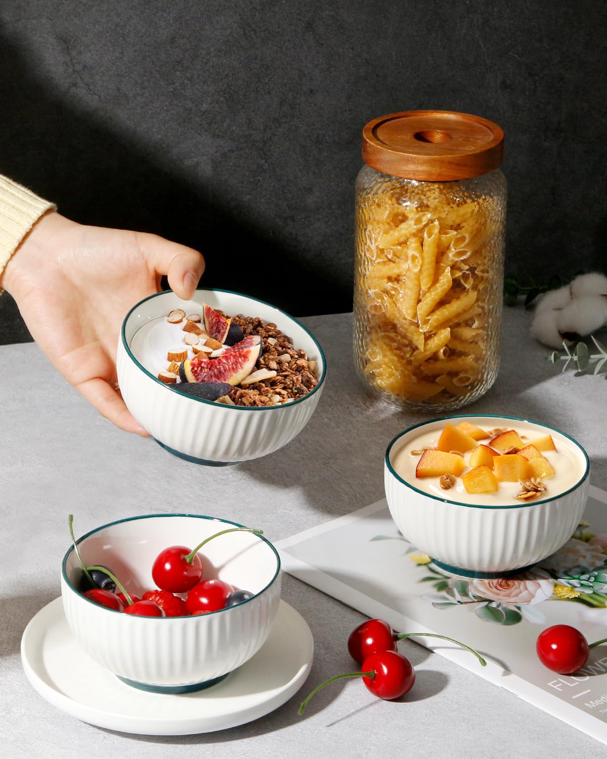 Set 8 Ciotoline Ceramica 300 Ml - Per Dessert, Aperitivi, Gelato - Adatte Microonde E Forno - Design Classico Bianco - Foto 9