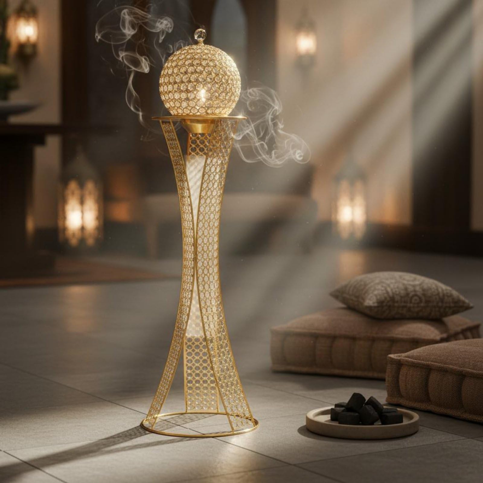 predolo Quemador de Carbón Estilo Europeo Chapado en Oro Soporte de Incienso Dorado Artesanía Exquisita Portaincienso para Iglesia, Dormitorio