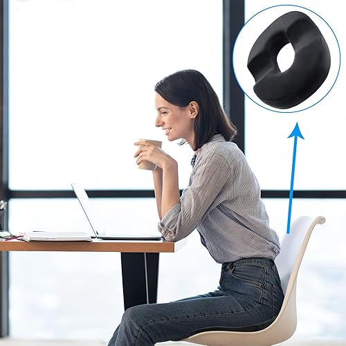 Miniatura 7 de Soaoo Cojín de asiento de espuma viscoelástica para el dolor de coxis, cojín posparto para coxis, ciática, embarazo, úlceras por presión,