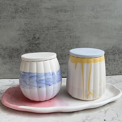 Miniatura 7 de Florero redondo a rayas, molde de silicona con molde de cubierta, maceta suculenta, molde de hormigón, tarro de vela, soporte para bolígrafo, yeso,