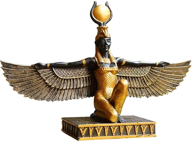 LIUZIXI Mythology Isis Goddess Statue - Egyptian Goddess Of Life And Magic Resin Kneeling Sculpture - Earth Patron Saint Egypt'S Eye Figurine Creative Ancient Home Decor