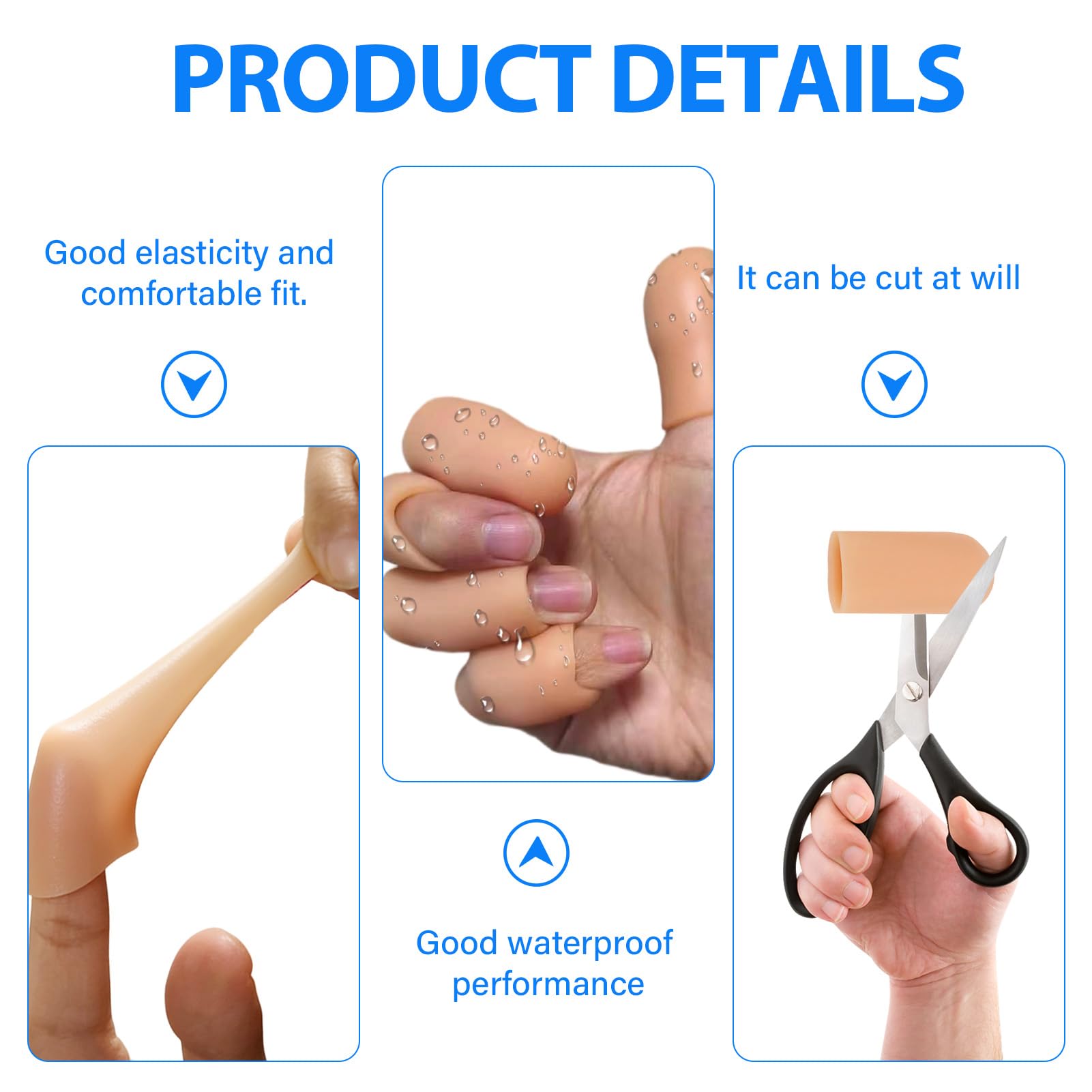 Protège-Doigts en Silicone, 12 PCS Pansements Doigts, Protection Contre Les blessures aux, Protection du Bout des Doigts Imperméables, Convient au Pouce(Couleur Chair)