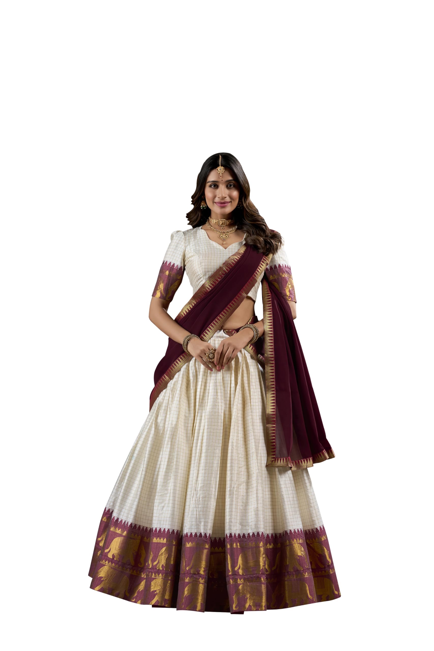 Poly Cotton Chex With Zari Weaving Work Lehenga choli