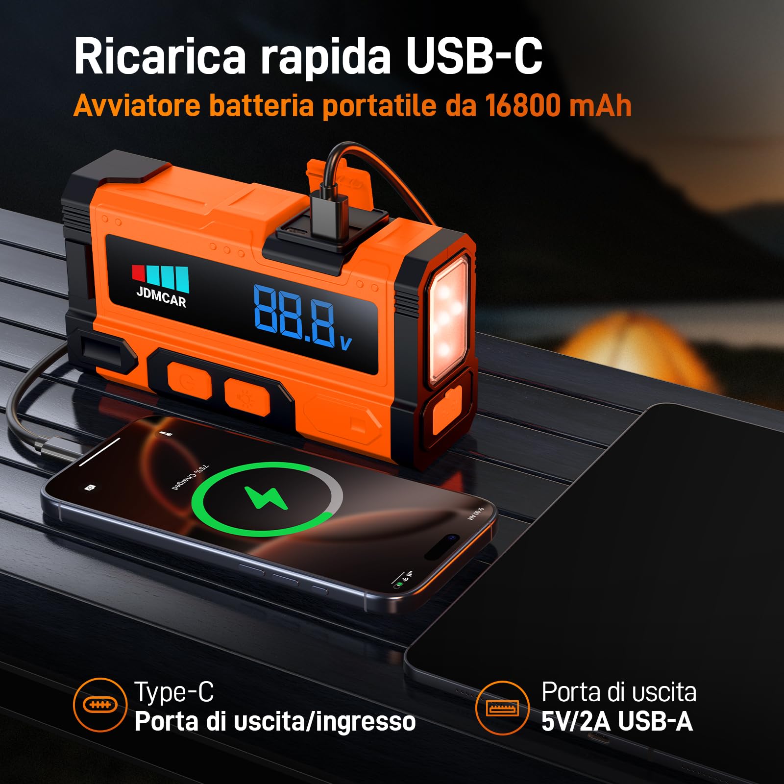 𝟔𝟗% 𝟎𝐅𝐅 𝟏𝟐𝟎𝟎𝟎𝐀 Booster Avviamento Auto - Avviatore Batteria Auto per Auto/Moto (Fino a 9.0L e Diesel a 8.5L), Starter Batteria Auto Portatile con LED/LCD, Upgrade Avviatore di Emergenza