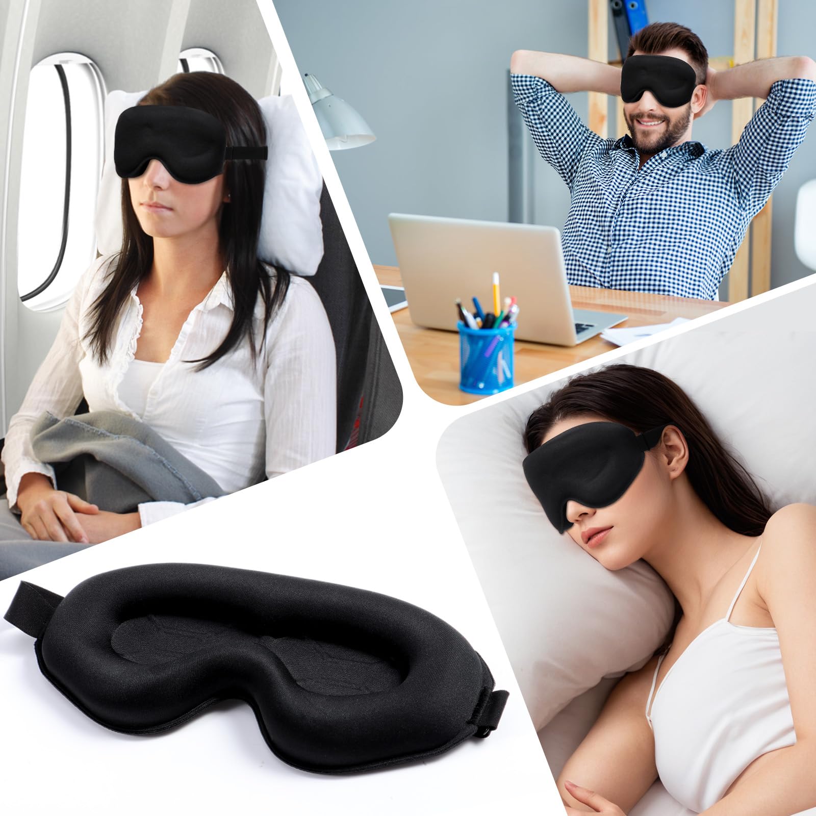 Blendura Antifaz para Dormir, Anti-Luz Tapa Ojos para Dormir 3D Correa Ajustable Sleep Mask para Mujer y Hombre para Dormir Viajar, 1 paquete
