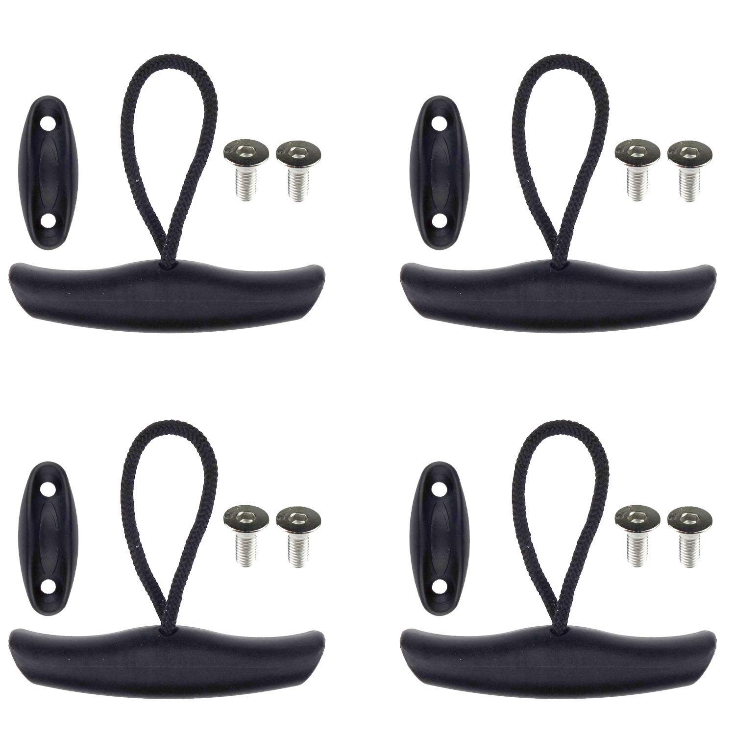 Zelerdo 4 Pack Kayak Carry Pull Handle T-Handle with Cord and Pad Eyes Screws