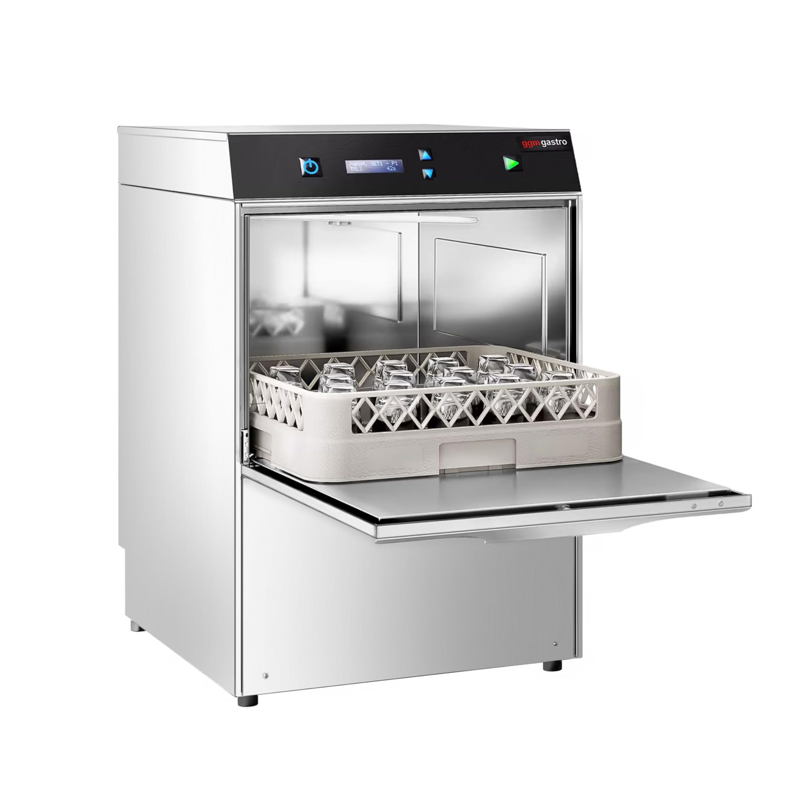 GGM Gastro Gläserspülmaschine 2,97 kW mit Laugenpumpe | Doppelwandige Konstruktion, energieeffizient, intuitive Bedienung, einfache Reinigung, für den gewerblichen Dauereinsatz