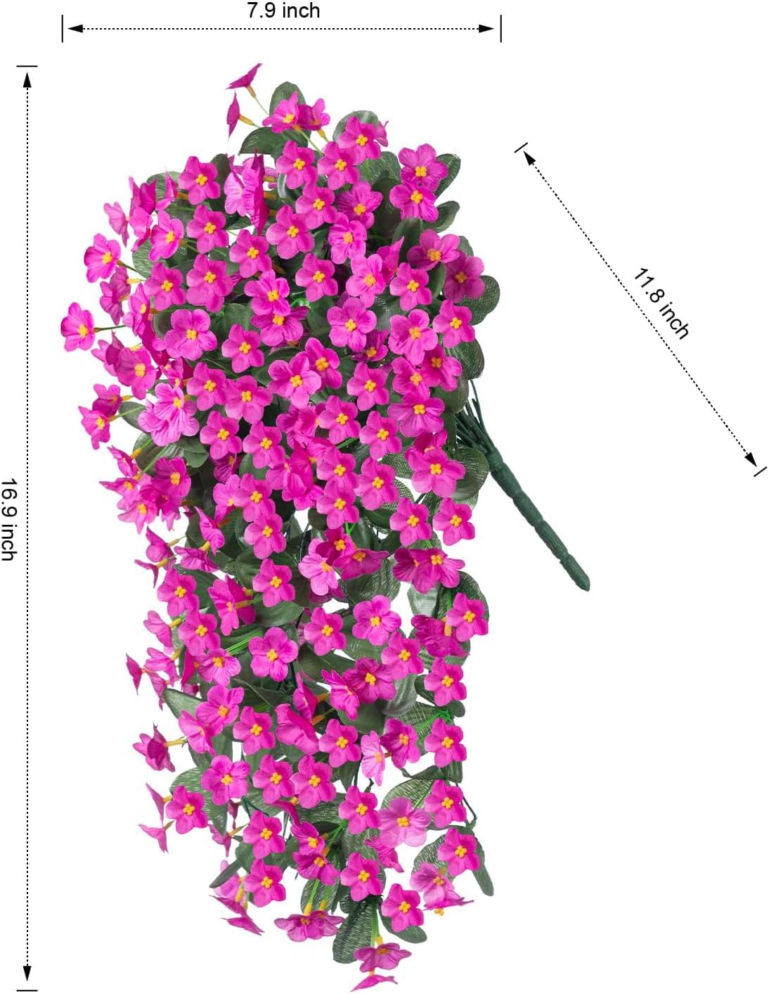 HyeFlora Artificial Fake Hanging Flowers Plants for Outdoor Outside Spring Decor, 2 PCS Faux Silk Fuchsia Daisy UV Resistant Look Real Orchid Long Vines for Home Porch Patio Window Planter Decoration - Image 3