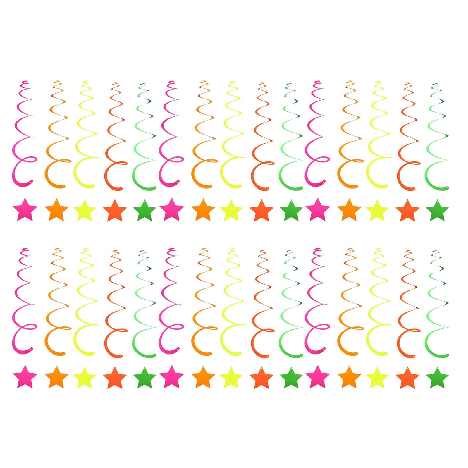 Shunzhong Fluorescent Color Star Swirls Hanging Decoration Ceiling Swirls Ornament for Kid Birthday Party Classroom Decoration Color Mix