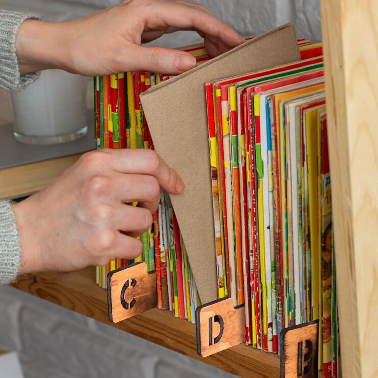 Bocguy 26 Pcs Separatori di Dischi in Vinile, Divisori per Dischi, A alla Z 26 Alfabetico, divisori per Dischi in Legno, Separatori per Alfabeti, CD, DVD, Media e Libri, 36 x 4 cm