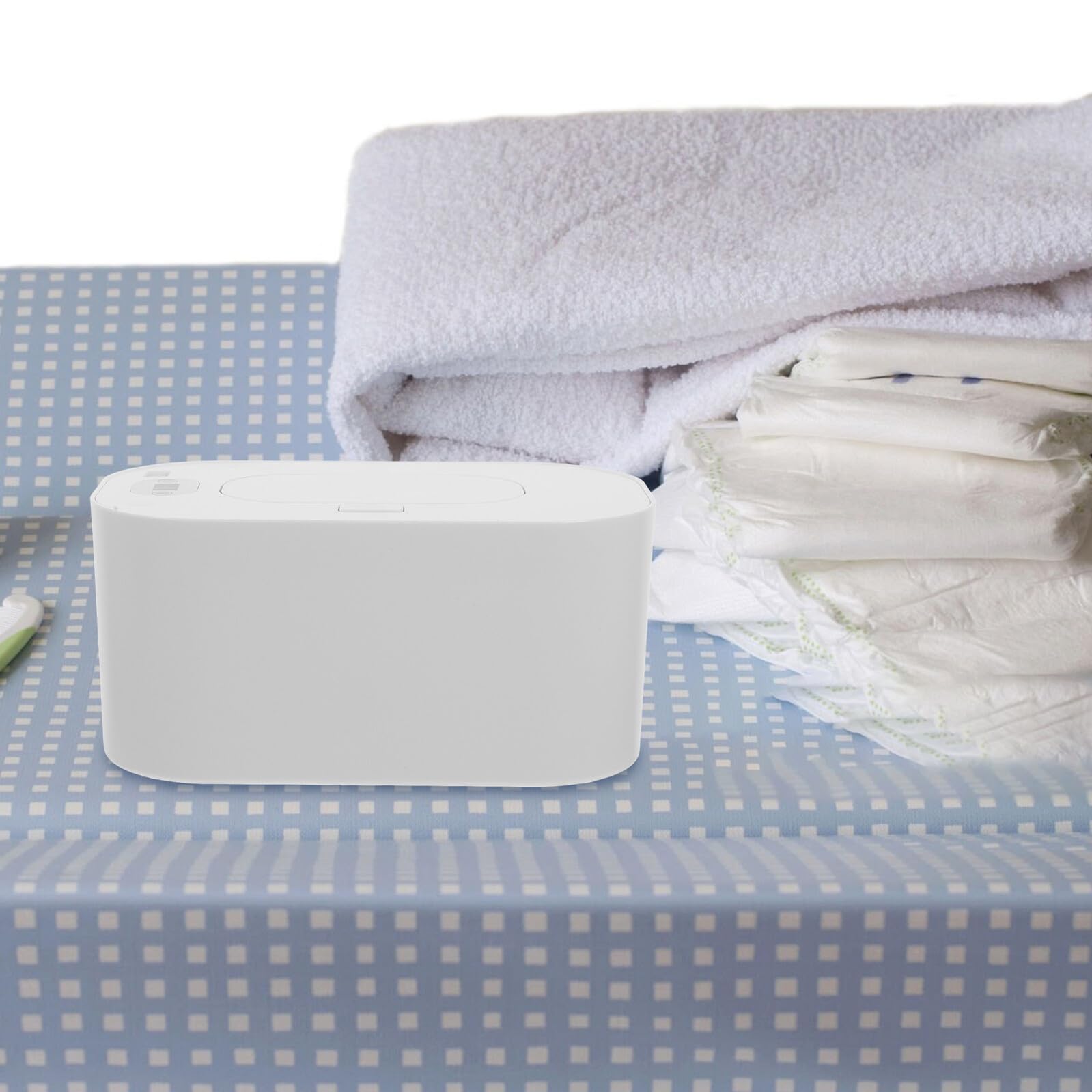 Calentador de Toallitas para Bebés Pantalla LED y Control de Temperatura, Caja de Almacenamiento Portátil de Pp para Cambio de Pañales y Uso al Aire Libre