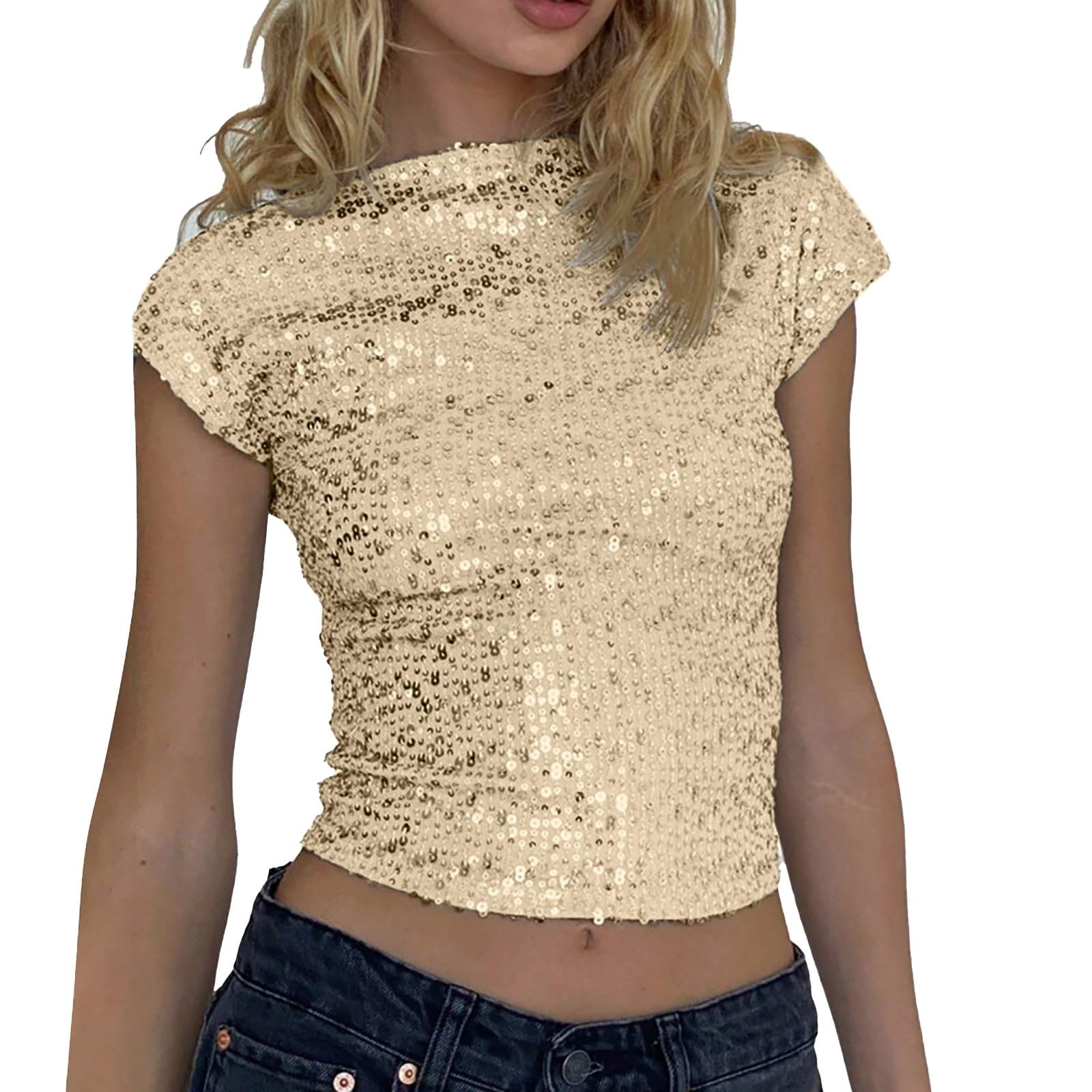 Top diritto con scollo rotondo e paillettes Nero Ikks - Donna | Place