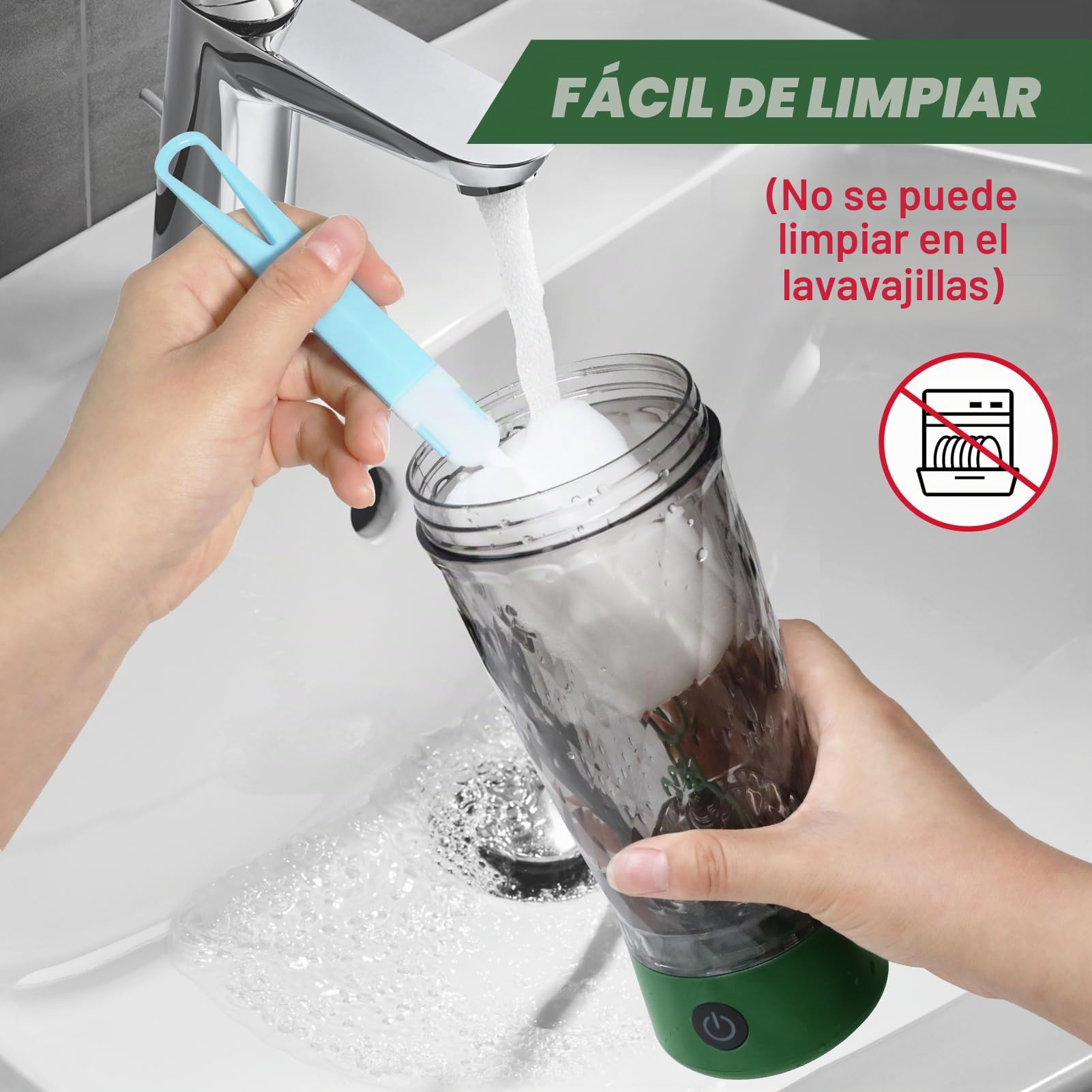 SOARFLY Mezclador de proteinas electrico 650ml shaker proteinas con compartimento para polvo, shaker bottle recargable con USB C para polvo y batido de leche, sin BPA, verde oliva
