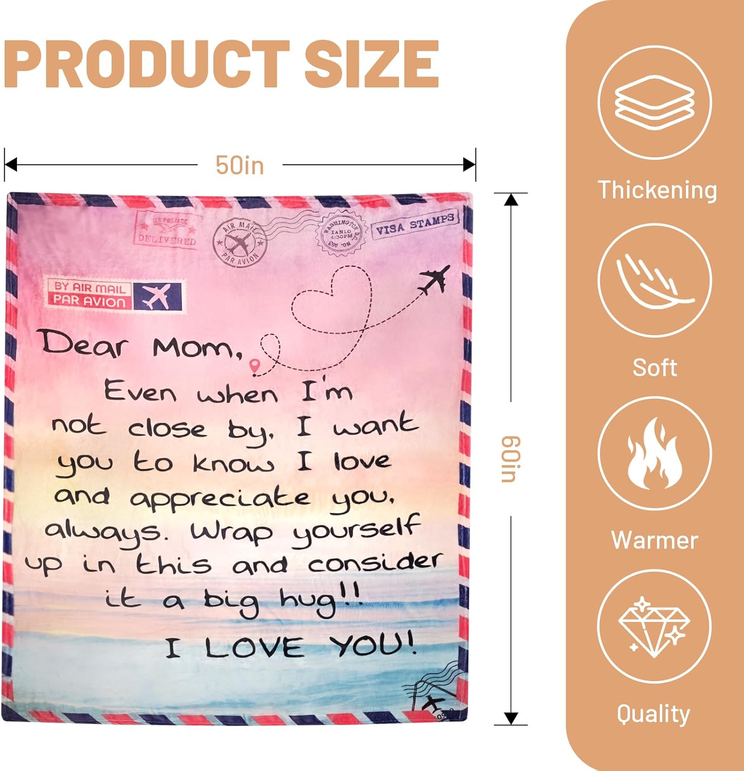 Gifts for Mom, Warm Mom Blanket for Mothers Day, Soft & Light Weight, Mother Gifts from Daughters, Stylish Flannel Throw Blankets for Christmas Thanksgiving Day (50" x 60") - Image 7