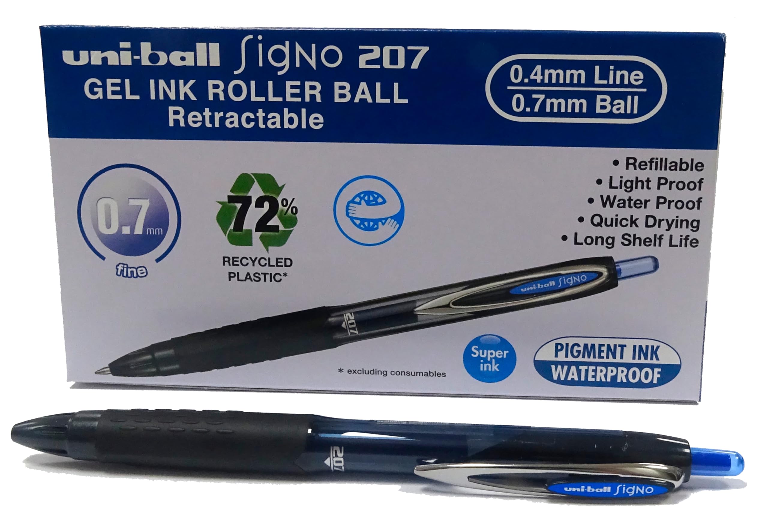 Uni-Ball Rollerball Inchiostro Gel Segno UMN-207E Blu 0,7Mm Scatola 12Pz-image