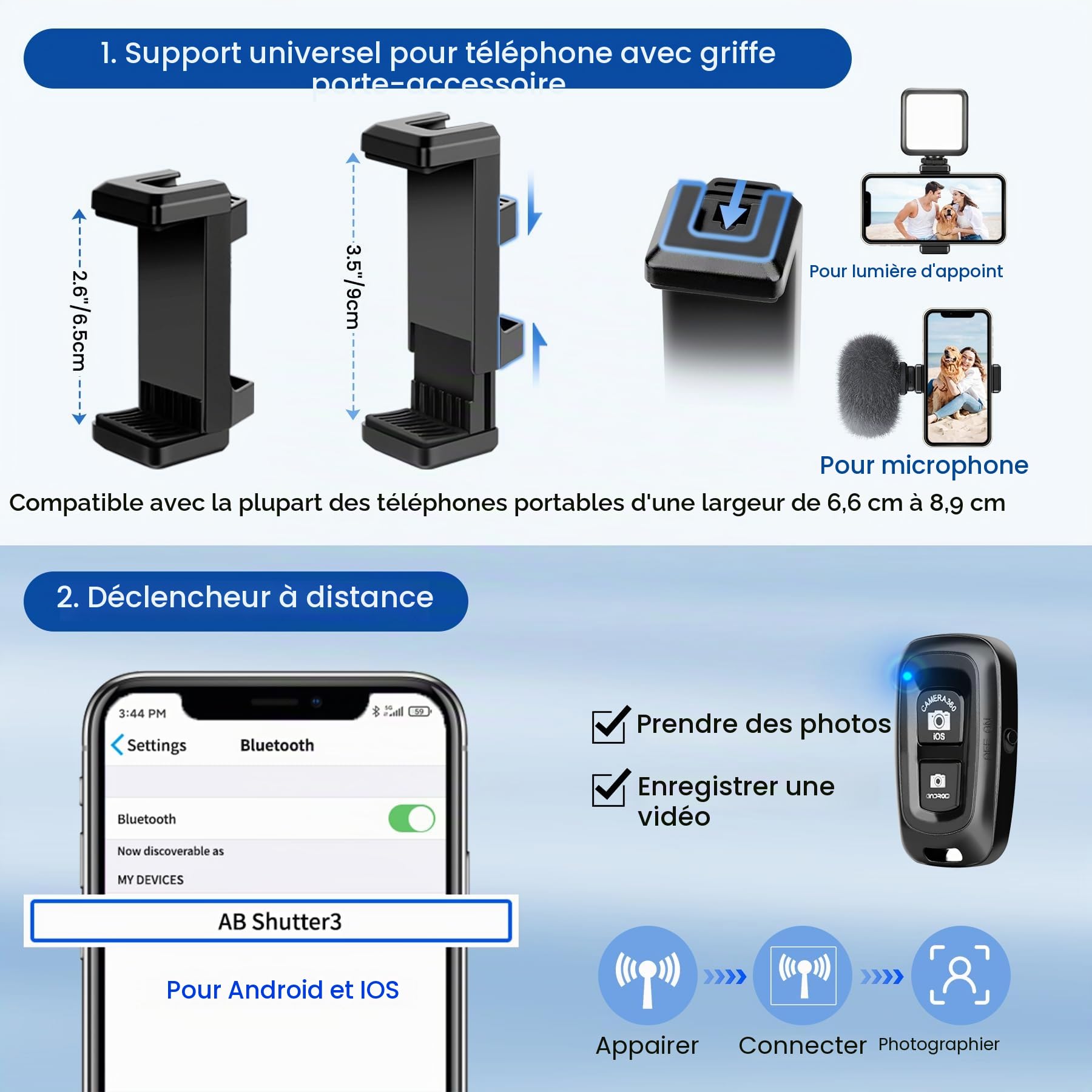 Victiv 162cm Nouveau Trepied Smartphone, Trépied Téléphone en Aluminium pour iPhone, Samsung, Huawei, avec Télécommande & Support, Portable Trépied Appareil Photo pour DSLR Caméra, Canon, Nikon, Sony