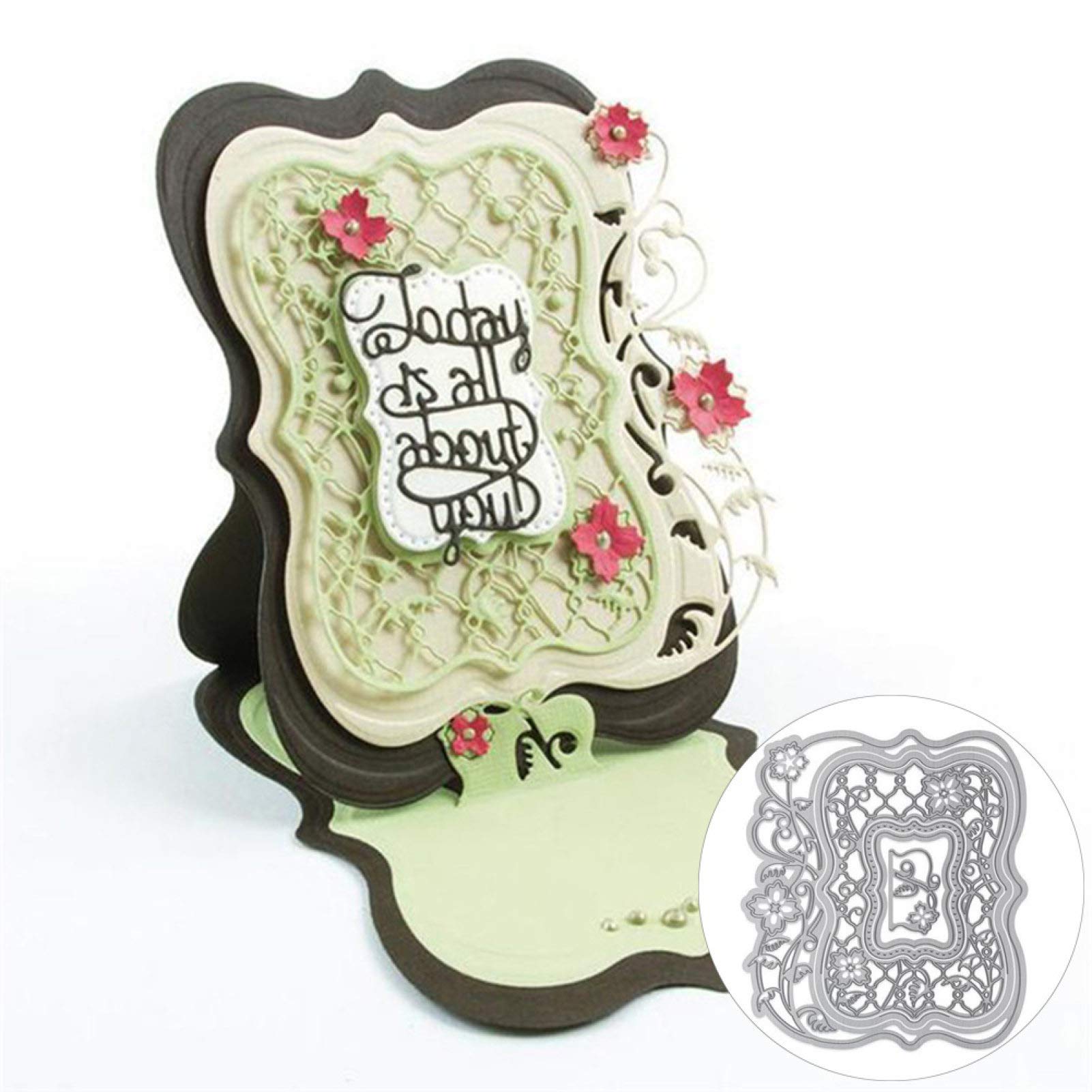 Fustelle In Metallo Per Scrapbooking – Cornice Rettangolare In Pizzo, 14x9,5 Cm, In Acciaio Al Carbonio, Per Biglietti E Decorazioni Fai Da Te - 2