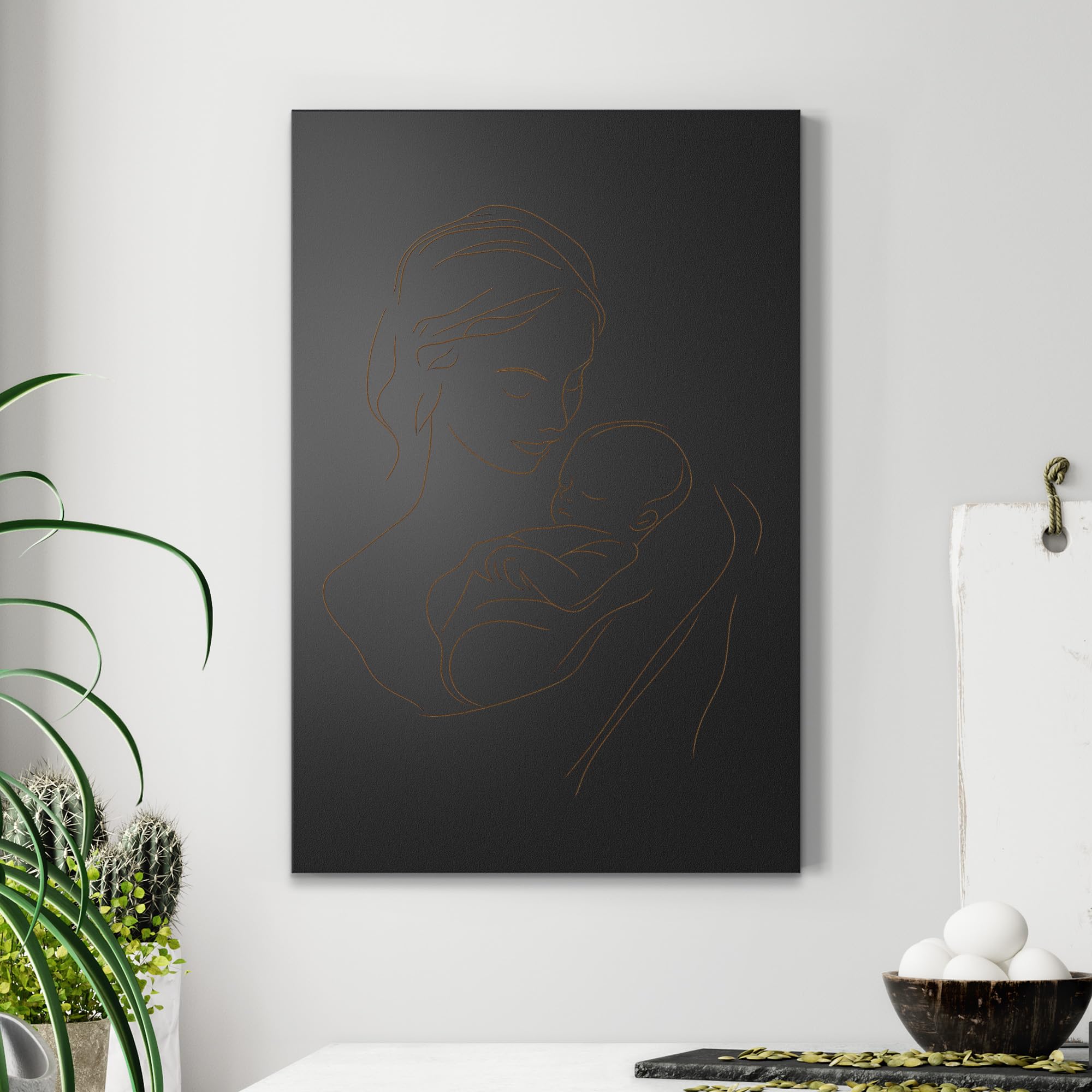 DEQORI Magnetische Kreidetafel mit UV-Druck | Motiv Zärtliche Linien | Design rechteckig 40x60 cm | Kreide Metalltafel beschreibbar – Wanddeko für Küche, Flur, Kinderzimmer & Büro