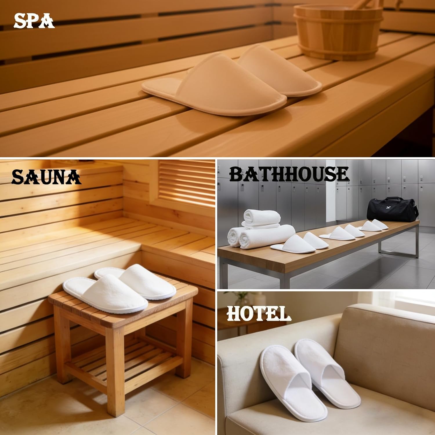 30 Pairs Disposable Guest Slippers, White Closed Toe Non-Slip, Soft Breathable Fleece, Individually Wrapped for Hotel Spa Home Travel