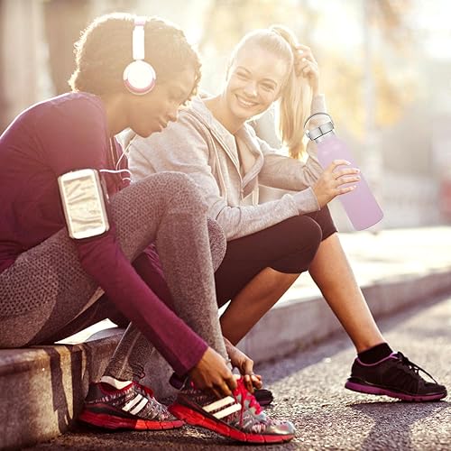 Miniatura 6 de Neihepal Botellas de agua aisladas de 20 onzas a granel, paquete de 4 botellas deportivas de doble pared de acero inoxidable con tapa de asa, termo